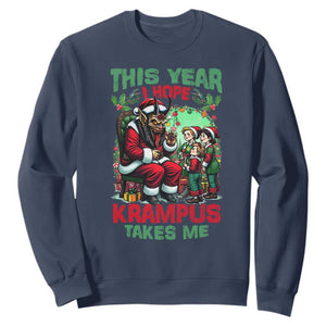 Christmas Krampus Sweatshirt This Year I Hope Krampus Takes Me TS09 Navy Print Your Wear