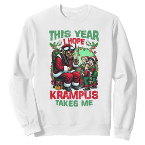 Christmas Krampus Sweatshirt This Year I Hope Krampus Takes Me TS09 White Print Your Wear