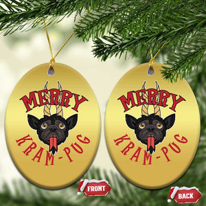 Funny Xmas Krampus Pug Dog Christmas Ornament Merry Krampug Cute Pug Satan TS09 Oval Gold Print Your Wear