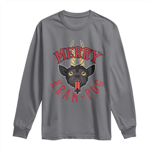 Funny Christmas Krampus Pug Dog Long Sleeve Shirt Merry Krampug Cute Pug Satan TS09 Charcoal Print Your Wear