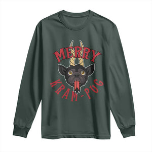 Funny Christmas Krampus Pug Dog Long Sleeve Shirt Merry Krampug Cute Pug Satan TS09 Dark Forest Green Print Your Wear