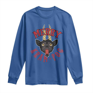 Funny Christmas Krampus Pug Dog Long Sleeve Shirt Merry Krampug Cute Pug Satan TS09 Royal Blue Print Your Wear