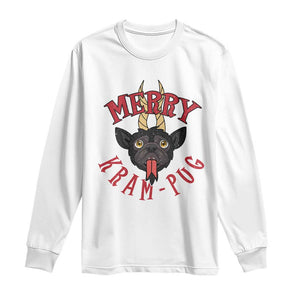 Funny Christmas Krampus Pug Dog Long Sleeve Shirt Merry Krampug Cute Pug Satan TS09 White Print Your Wear