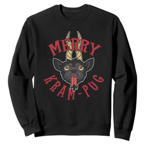 Funny Christmas Krampus Pug Dog Sweatshirt Merry Krampug Cute Pug Satan TS09 Black Print Your Wear