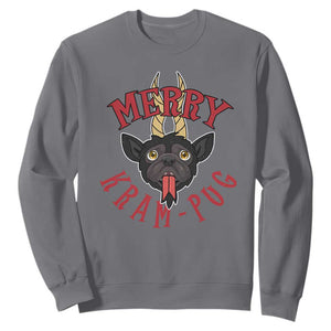 Funny Christmas Krampus Pug Dog Sweatshirt Merry Krampug Cute Pug Satan TS09 Charcoal Print Your Wear