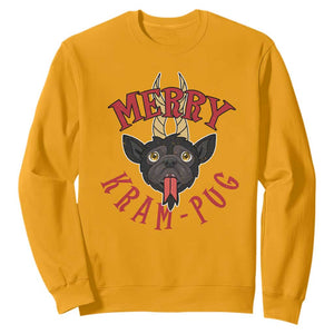 Funny Christmas Krampus Pug Dog Sweatshirt Merry Krampug Cute Pug Satan TS09 Gold Print Your Wear