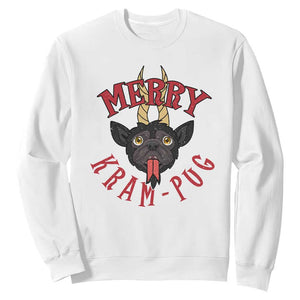 Funny Christmas Krampus Pug Dog Sweatshirt Merry Krampug Cute Pug Satan TS09 White Print Your Wear