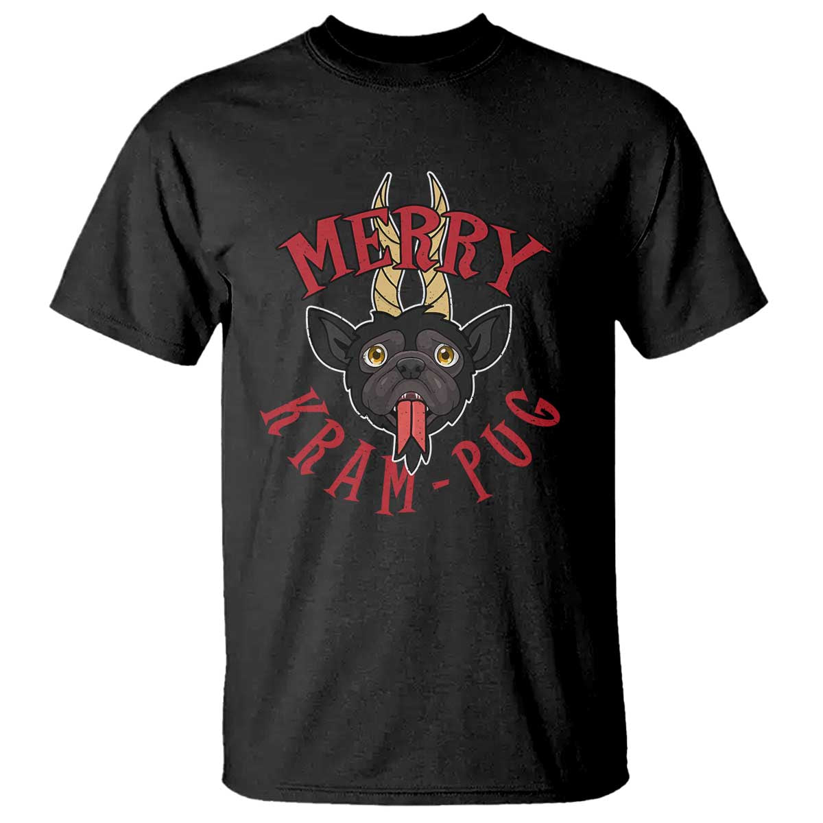 Funny Christmas Krampus Pug Dog T Shirt Merry Krampug Cute Pug Satan TS09 Black Print Your Wear