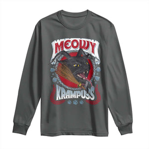 Christmas Krampus Cat Long Sleeve Shirt Meowy Krampuss Black Cat TS09 Dark Heather Print Your Wear