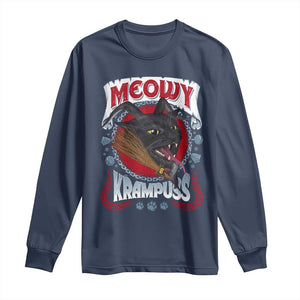 Christmas Krampus Cat Long Sleeve Shirt Meowy Krampuss Black Cat TS09 Navy Print Your Wear