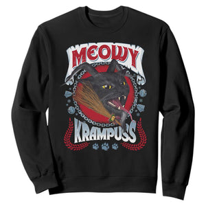 Christmas Krampus Cat Sweatshirt Meowy Krampuss Black Cat TS09 Black Print Your Wear