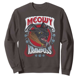 Christmas Krampus Cat Sweatshirt Meowy Krampuss Black Cat TS09 Dark Chocolate Print Your Wear