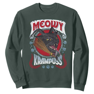 Christmas Krampus Cat Sweatshirt Meowy Krampuss Black Cat TS09 Dark Forest Green Print Your Wear