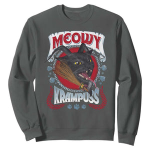 Christmas Krampus Cat Sweatshirt Meowy Krampuss Black Cat TS09 Dark Heather Print Your Wear