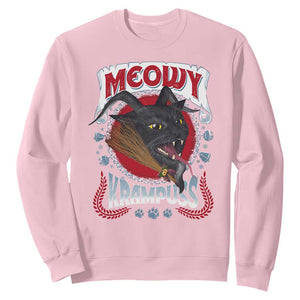 Christmas Krampus Cat Sweatshirt Meowy Krampuss Black Cat TS09 Light Pink Print Your Wear