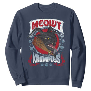 Christmas Krampus Cat Sweatshirt Meowy Krampuss Black Cat TS09 Navy Print Your Wear