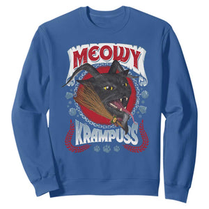 Christmas Krampus Cat Sweatshirt Meowy Krampuss Black Cat TS09 Royal Blue Print Your Wear