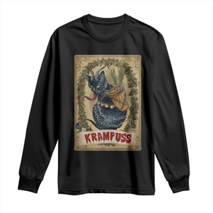 Krampus Cat Long Sleeve Shirt Krampuss Black Cat Vintage Horror Christmas TS09 Black Print Your Wear