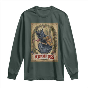 Krampus Cat Long Sleeve Shirt Krampuss Black Cat Vintage Horror Christmas TS09 Dark Forest Green Print Your Wear