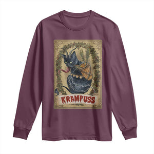 Krampus Cat Long Sleeve Shirt Krampuss Black Cat Vintage Horror Christmas TS09 Maroon Print Your Wear