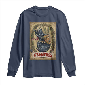 Krampus Cat Long Sleeve Shirt Krampuss Black Cat Vintage Horror Christmas TS09 Navy Print Your Wear