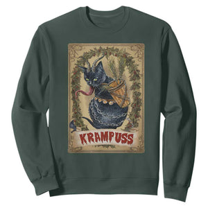 Krampus Cat Sweatshirt Krampuss Black Cat Vintage Horror Christmas TS09 Dark Forest Green Print Your Wear