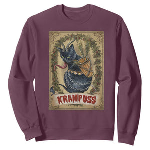 Krampus Cat Sweatshirt Krampuss Black Cat Vintage Horror Christmas TS09 Maroon Print Your Wear