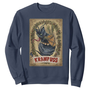 Krampus Cat Sweatshirt Krampuss Black Cat Vintage Horror Christmas TS09 Navy Print Your Wear