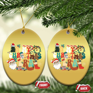 In My Christmas Era Retro Groovy Christmas Ornament TS09 Oval Gold Print Your Wear