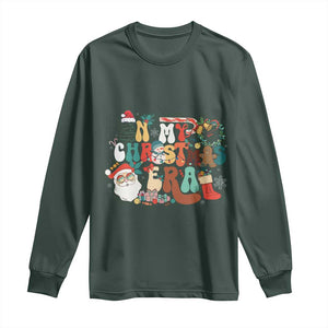 In My Christmas Era Retro Groovy Long Sleeve Shirt TS09 Dark Forest Green Print Your Wear