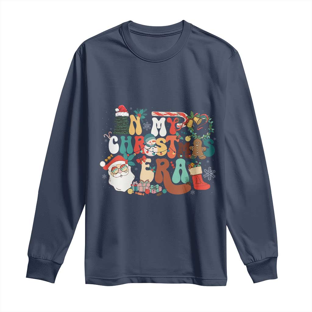 In My Christmas Era Retro Groovy Long Sleeve Shirt TS09 Navy Print Your Wear