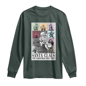 Funny Santa Claus The Christmas Eras Tours Long Sleeve Shirt TS09 Dark Forest Green Print Your Wear