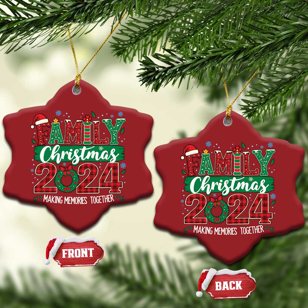 Family Christmas 2024 Christmas Ornament Making Memories Together TS09 Snow Flake Red Print Your Wear