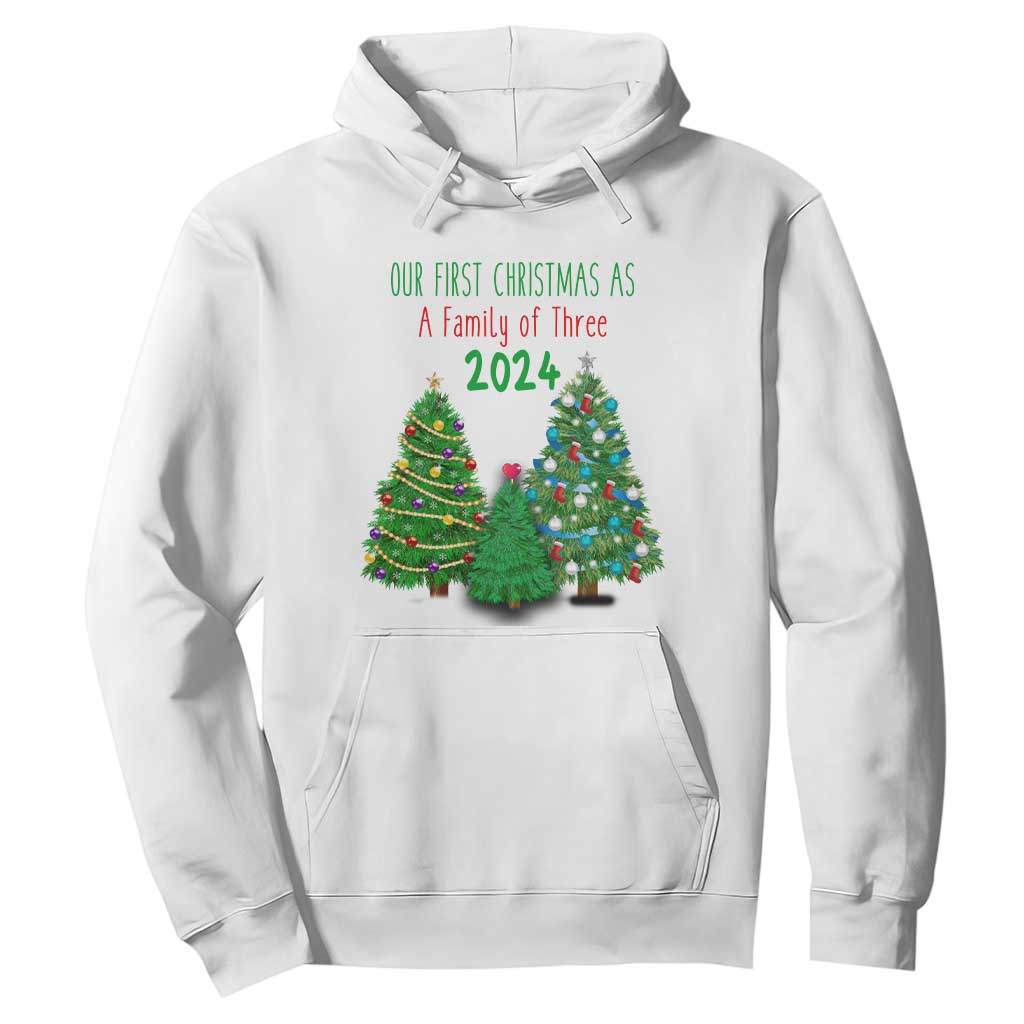 First Christmas As A family Of Three Hoodie TS09 White Print Your Wear