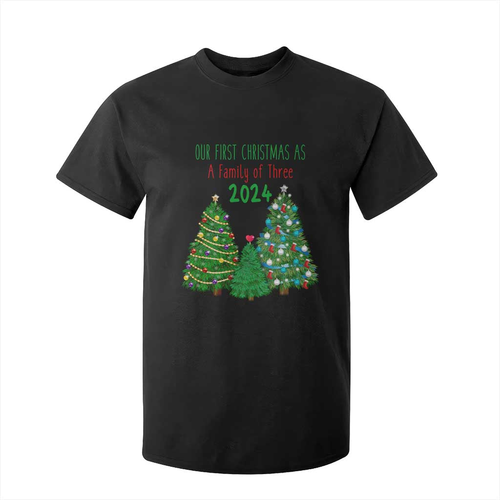 First Christmas As A family Of Three T Shirt For Kid TS09 Black Print Your Wear