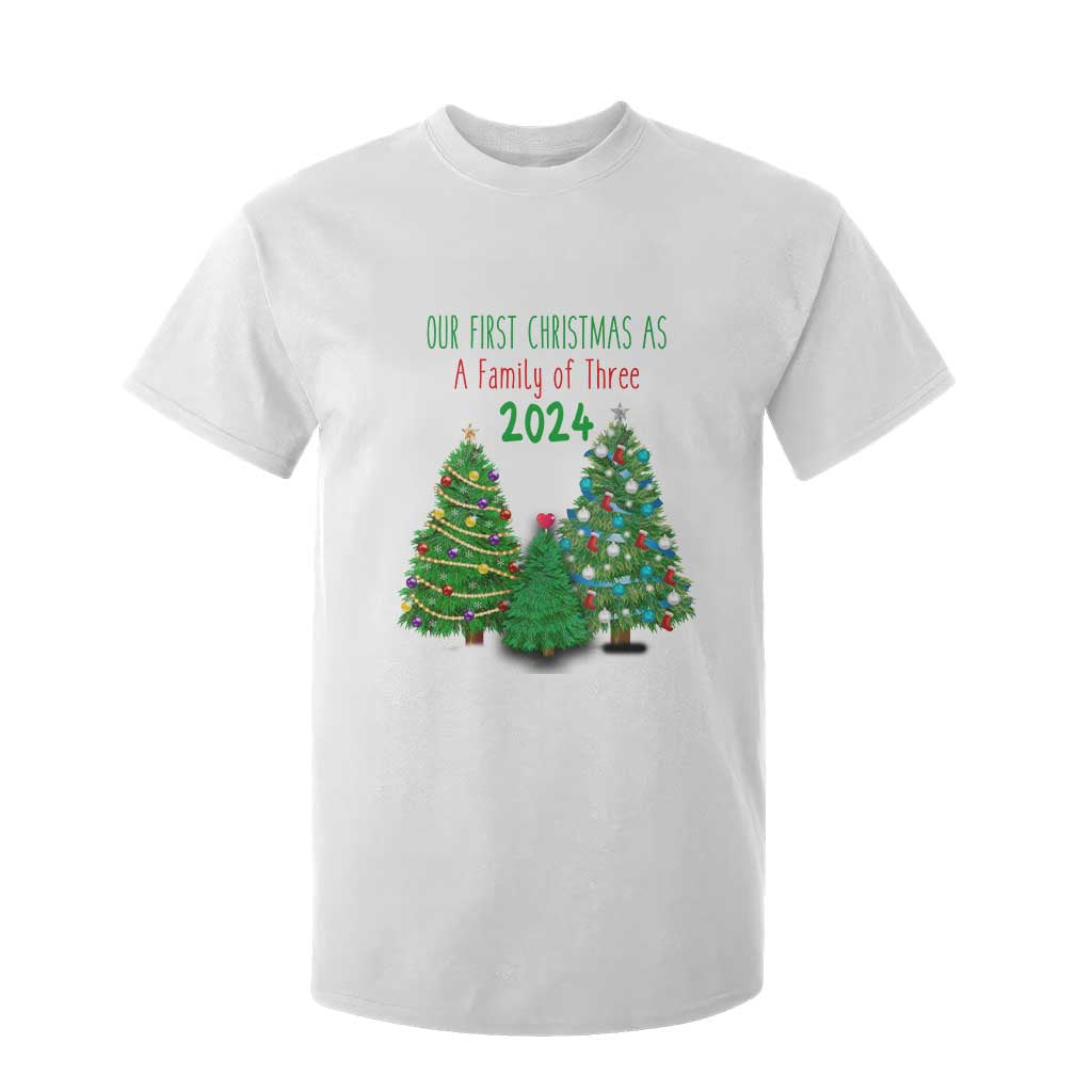 First Christmas As A family Of Three T Shirt For Kid TS09 White Print Your Wear