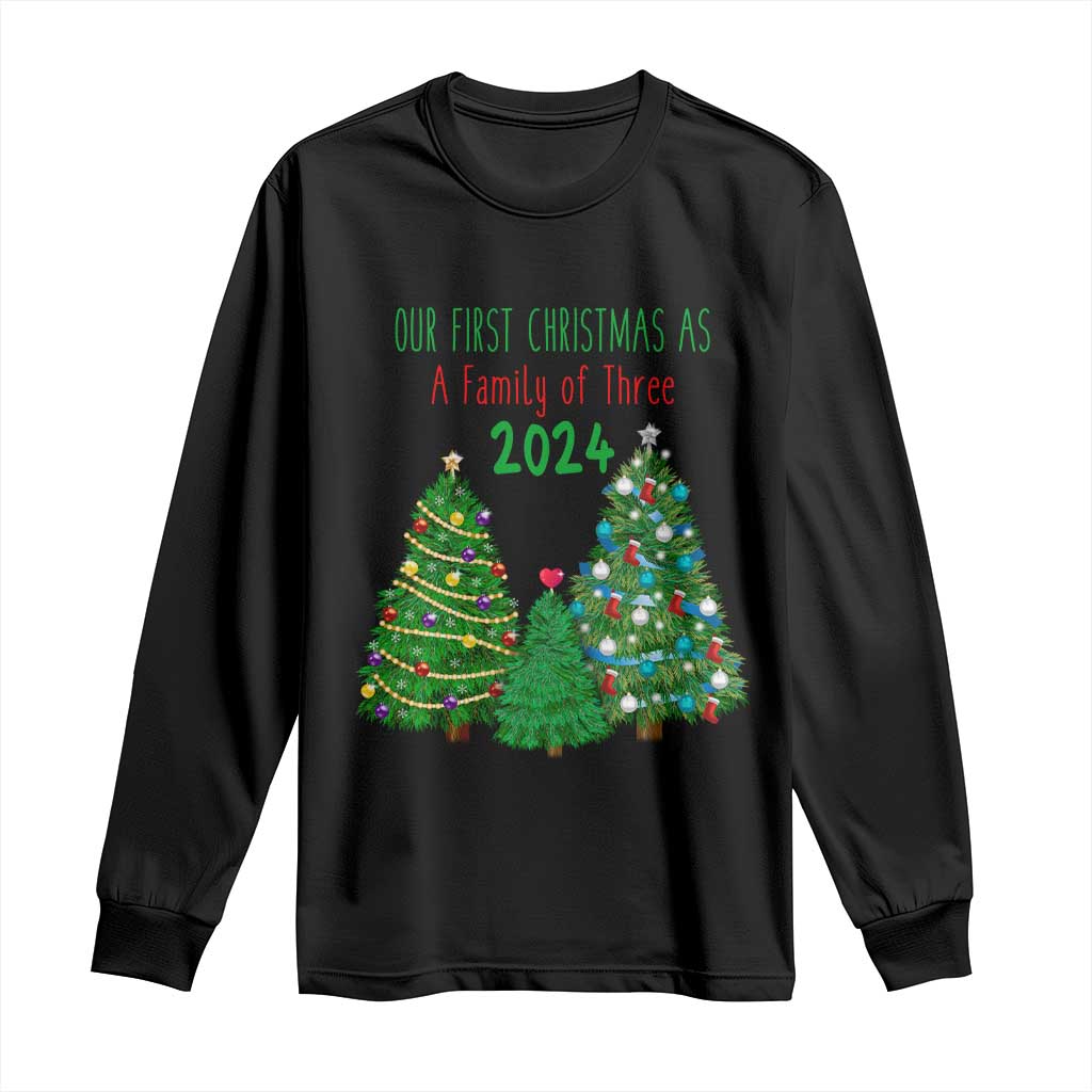First Christmas As A family Of Three Long Sleeve Shirt TS09 Black Print Your Wear