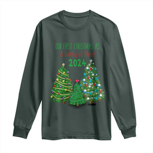 First Christmas As A family Of Three Long Sleeve Shirt TS09 Dark Forest Green Print Your Wear