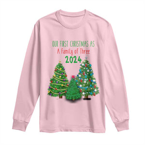 First Christmas As A family Of Three Long Sleeve Shirt TS09 Light Pink Print Your Wear