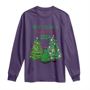 First Christmas As A family Of Three Long Sleeve Shirt TS09 Purple Print Your Wear