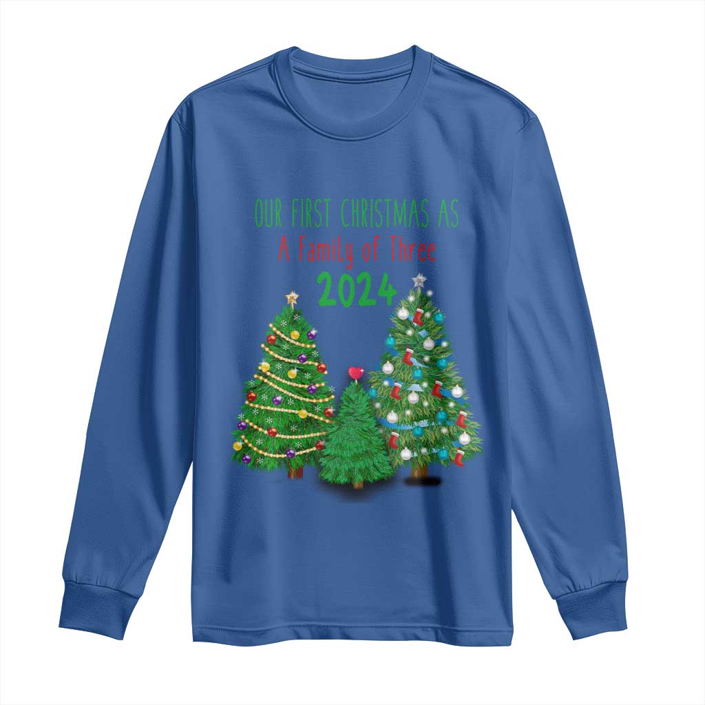 First Christmas As A family Of Three Long Sleeve Shirt TS09 Royal Blue Print Your Wear