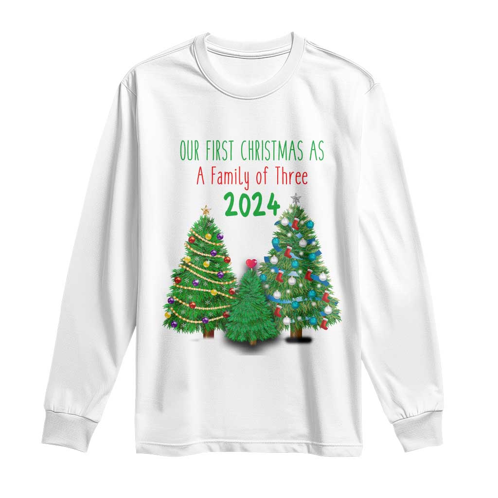 First Christmas As A family Of Three Long Sleeve Shirt TS09 White Print Your Wear