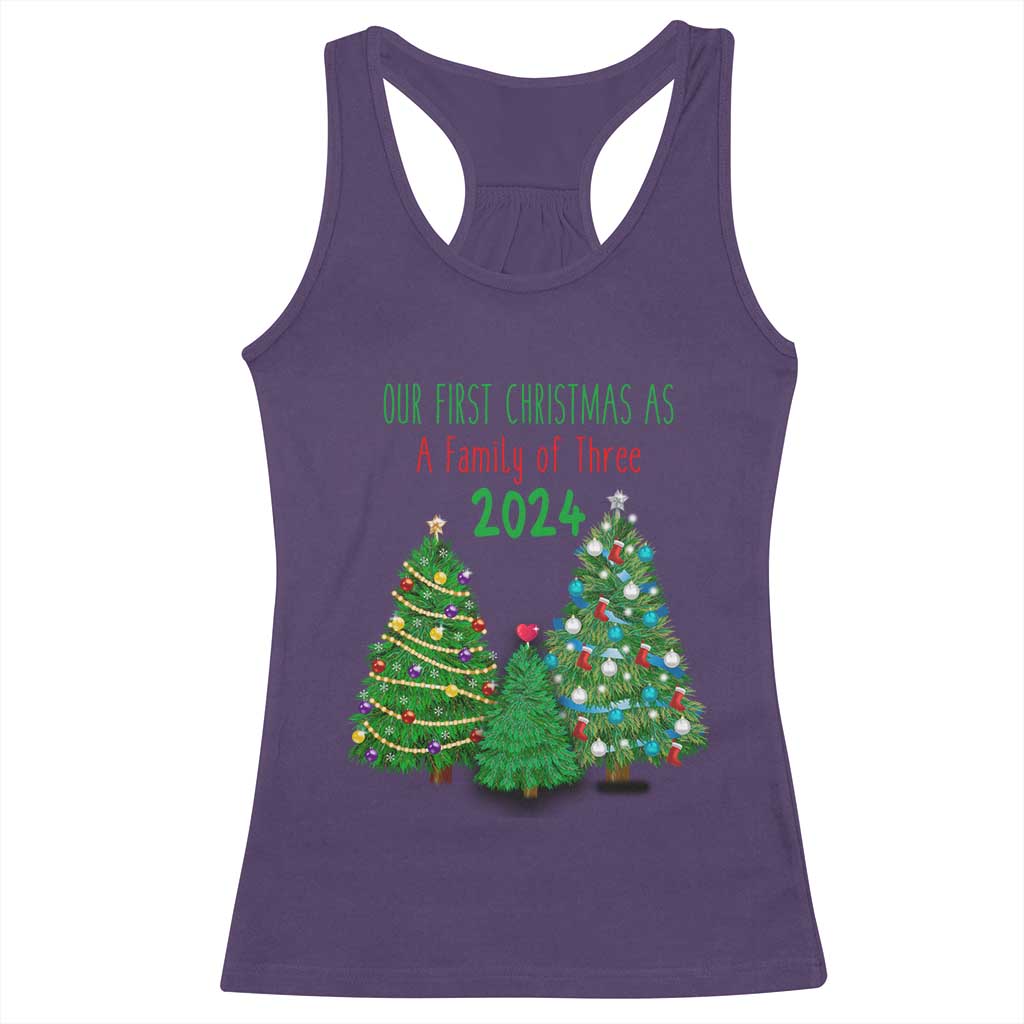 First Christmas As A family Of Three Racerback Tank Top TS09 Purple Print Your Wear