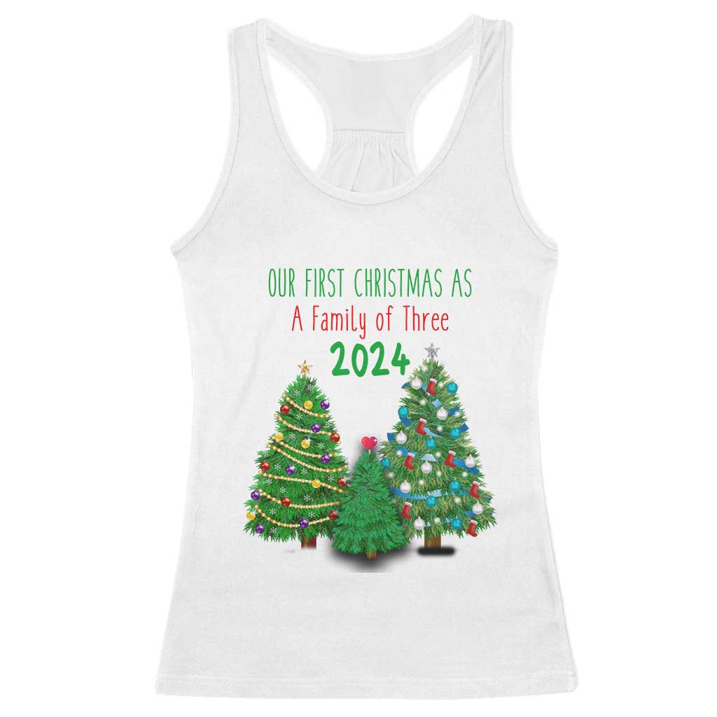 First Christmas As A family Of Three Racerback Tank Top TS09 White Print Your Wear