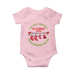 First Christmas As A family Baby Onesie Making Memories Together Xmas 2024 TS09 Light Pink Print Your Wear