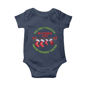 First Christmas As A family Baby Onesie Making Memories Together Xmas 2024 TS09 Navy Print Your Wear