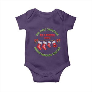 First Christmas As A family Baby Onesie Making Memories Together Xmas 2024 TS09 Purple Print Your Wear