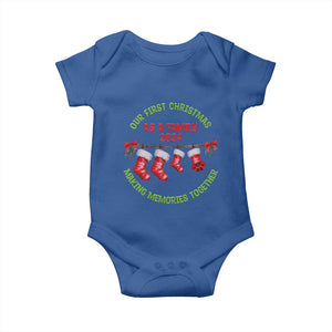 First Christmas As A family Baby Onesie Making Memories Together Xmas 2024 TS09 Royal Blue Print Your Wear