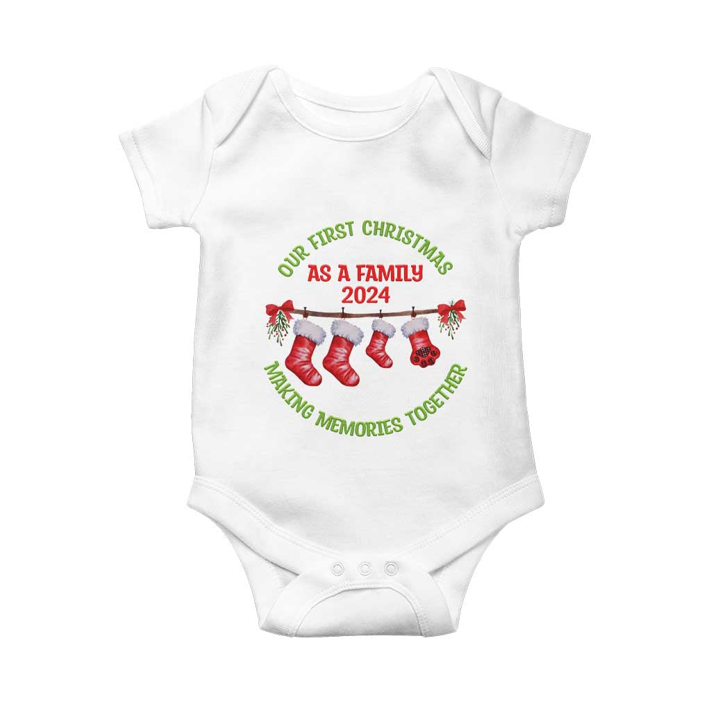 First Christmas As A family Baby Onesie Making Memories Together Xmas 2024 TS09 White Print Your Wear