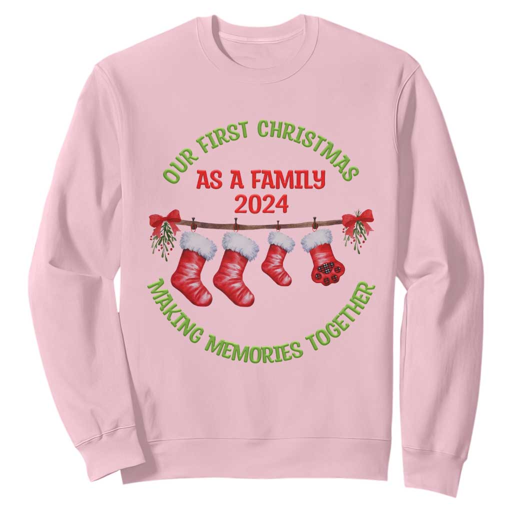 First Christmas As A family Sweatshirt Making Memories Together Xmas 2024 TS09 Light Pink Print Your Wear
